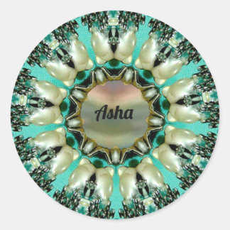Sticker Rond ASHA ~ Motif Abstrait lumineux ~ Personnalisé