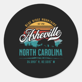 Sticker Rond Asheville Caroline du Nord Montagnes Blue Ridge