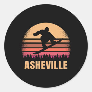 Sticker Rond Asheville Caroline du Nord Snowboard Vintage Nc 8