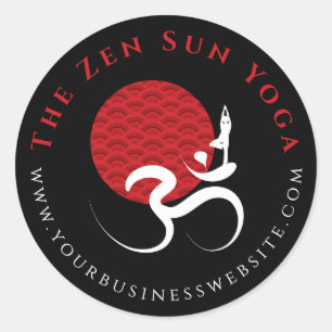 Sticker Rond Asiatique Red Sun Yoga & Moderne Zen Calligraphie
