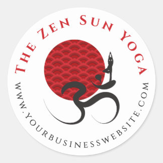 Sticker Rond Asiatique Red Sun Yoga & Moderne Zen Calligraphie