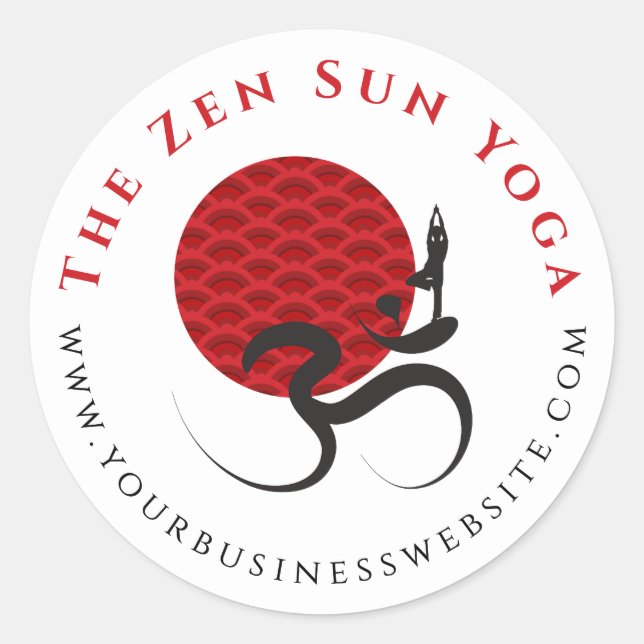 Sticker Rond Asiatique Red Sun Yoga & Moderne Zen Calligraphie  (Devant)