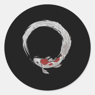 Sticker Rond Asie vintage Japonaise Koi Carp Pêche nouveauté Wi