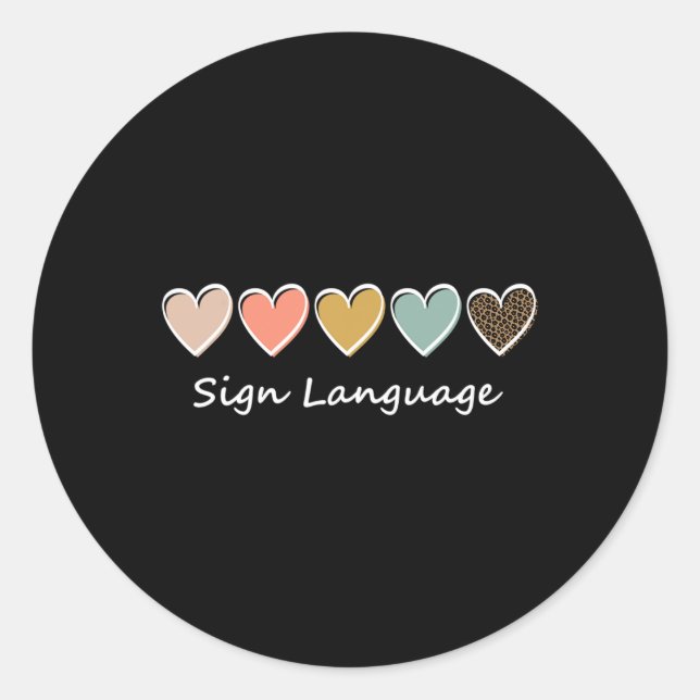 Sticker Rond Asl Alphabet American Asl Teacher Sing Language  (Devant)