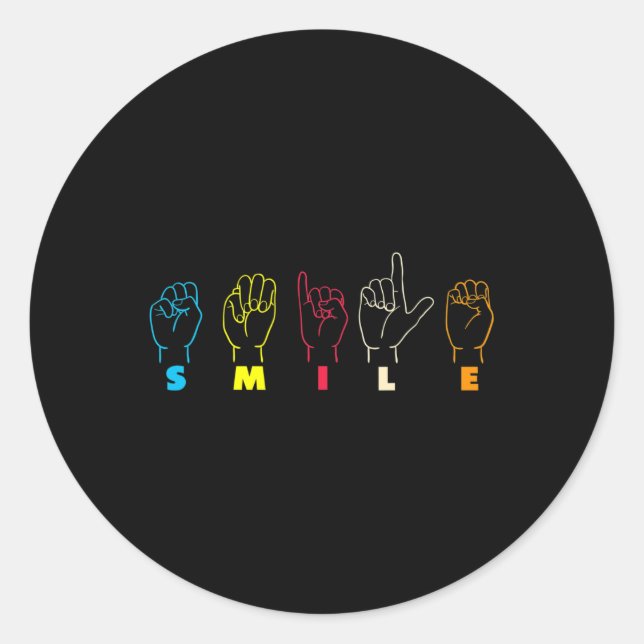 Sticker Rond Asl Alphabet American Sing Langue Asl Enseignant (Devant)