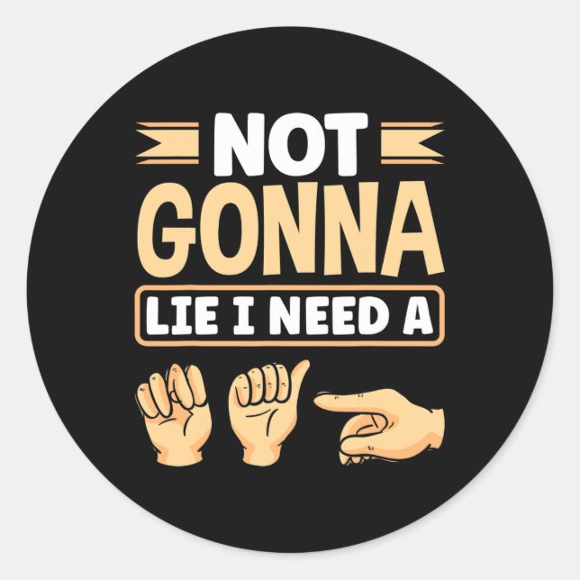 Sticker Rond ASL Alphabet American Sing Langue ASL Enseignant I (Devant)