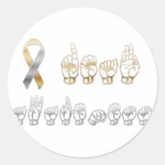 Sticker Rond ASL American Sign Language Sensibilisation des sou
