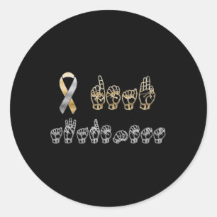 Sticker Rond ASL American Sign Language Sensibilisation des sou