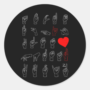 Sticker Rond ASL Enseignant Alphabet Langue Chanter Américaine