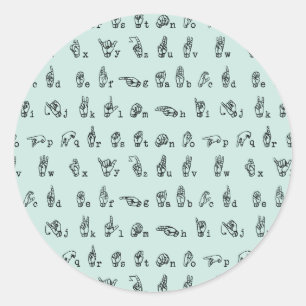 Sticker Rond ASL Jade // American Sign Language alphabet