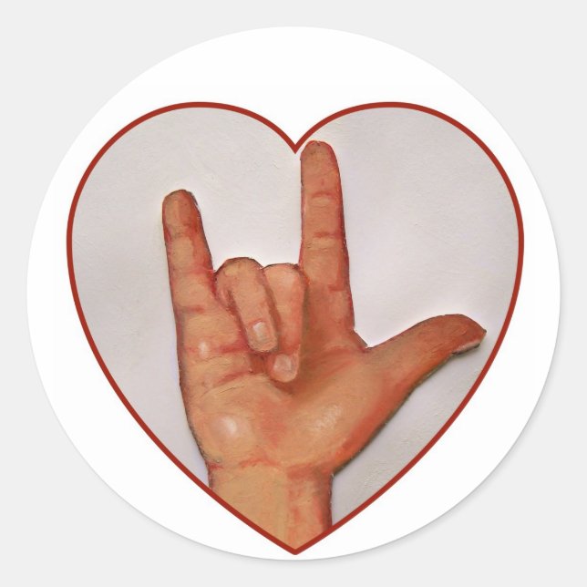 STICKER ROND ASL JE T'AIME, CARDIAQUE (Devant)
