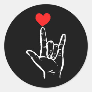 Sticker Rond Asl je t'aime main cœur langue des signes américai