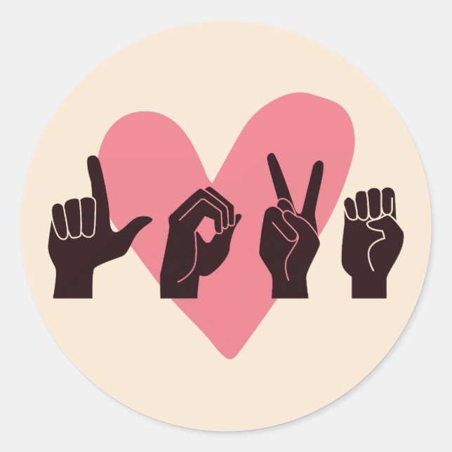 Sticker Rond ASL Love IV - Saint Valentin (Devant)