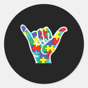 Sticker Rond asl love signe main sensibilisation sur l'autisme