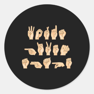 Sticker Rond ASL Mots donnés forme American Sign Language 1