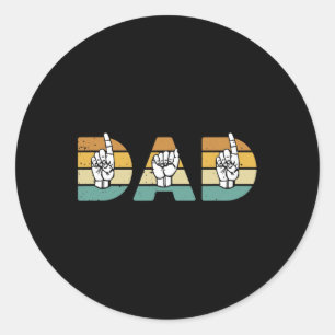 Sticker Rond ASL Papa American Sign Language Sourd Sensibilisat