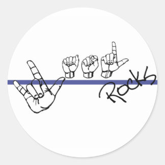 Sticker Rond ASL Rocks noir et bleu