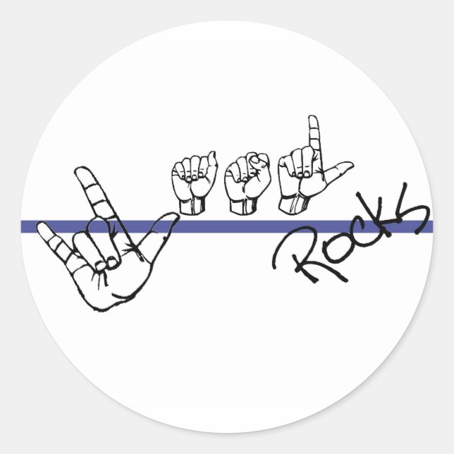 Sticker Rond ASL Rocks noir et bleu (Devant)