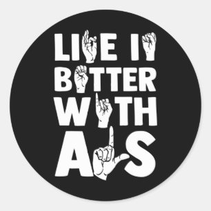 Sticker Rond ASL Sensibilisation des personnes sourdes et langu