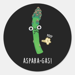 Sticker Rond Aspara-gaz amusant Asparagus Veggie Pun Dark BG