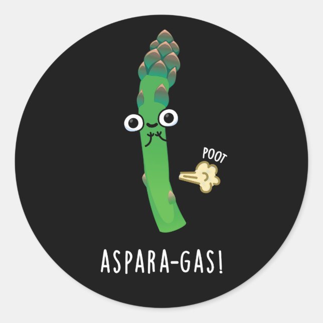 Sticker Rond Aspara-gaz amusant Asparagus Veggie Pun Dark BG (Devant)