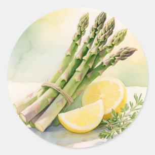 Sticker Rond Asparagus Aquarelle au Citron
