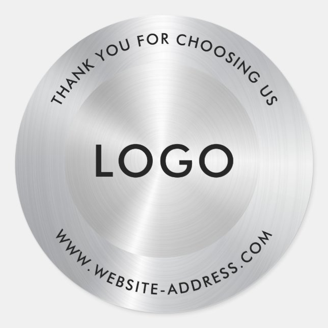 Sticker Rond Aspect en acier inoxydable métallique (Devant)