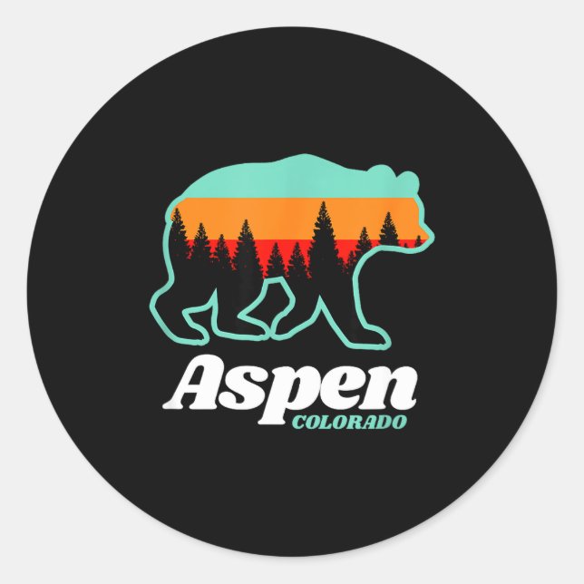 Sticker Rond Aspen colorado ski snowboard ours  (Devant)