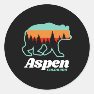 Sticker Rond Aspen Colorado Ski Snowboard Ours