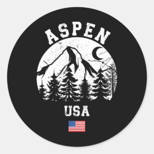 Sticker Rond Aspen Colorado Station de ski alpin Ski américain