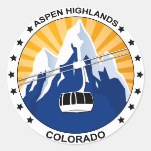 Sticker Rond Aspen Highlands Colorado