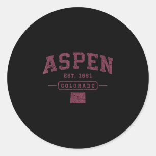 Sticker Rond Aspen vintage sports colorado athlétique rétrospec