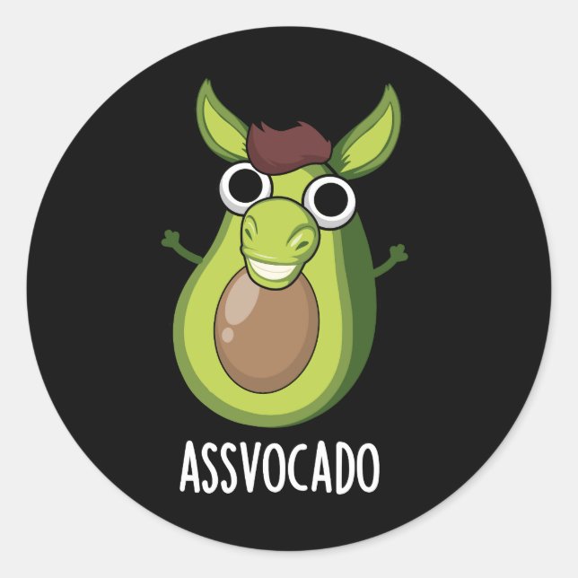 Sticker Rond Ass-vocado Drôle Avocado Pun Dark BG (Devant)