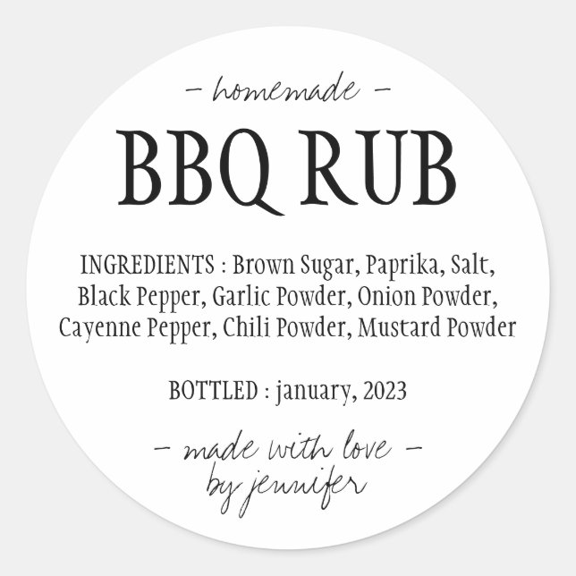 Sticker Rond Assaisonnement Barbecue Frotteur BBQ (Devant)