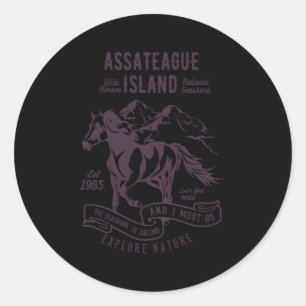 Sticker Rond Assateague Island National Seashore Chevaux sauvag