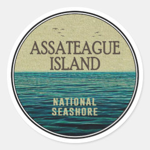 Sticker Rond Assateague Island National Seashore Ocean Birds