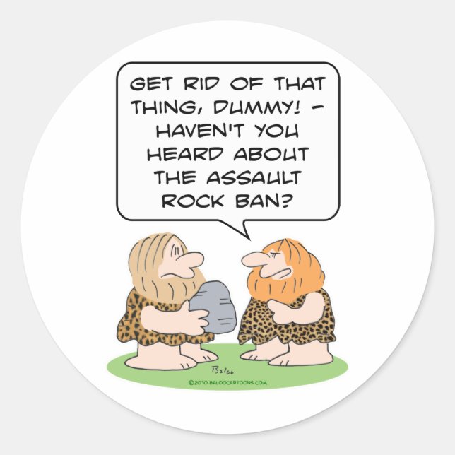 Sticker Rond assaut interdiction de la roche fusil caveman cave (Devant)