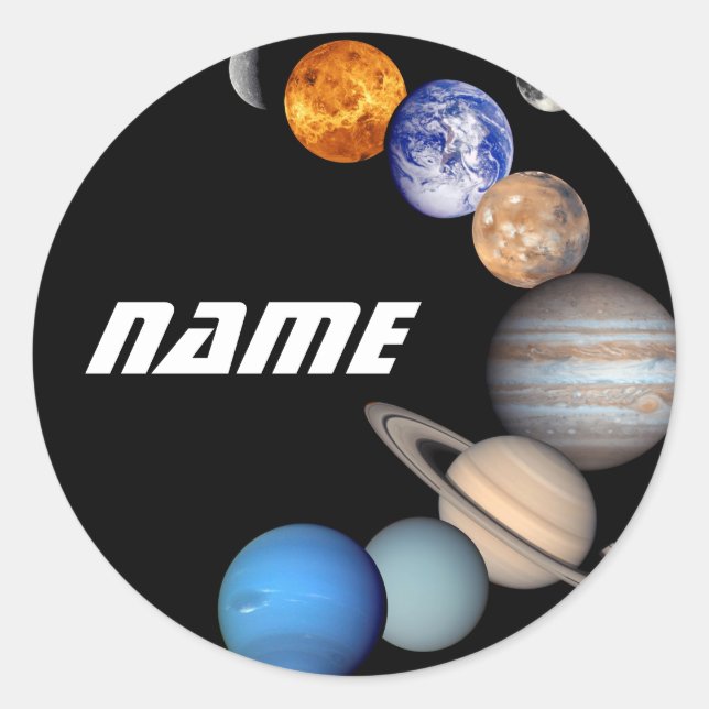 Sticker Rond Assemblage du système solaire - Photos JPL - Perso (Devant)