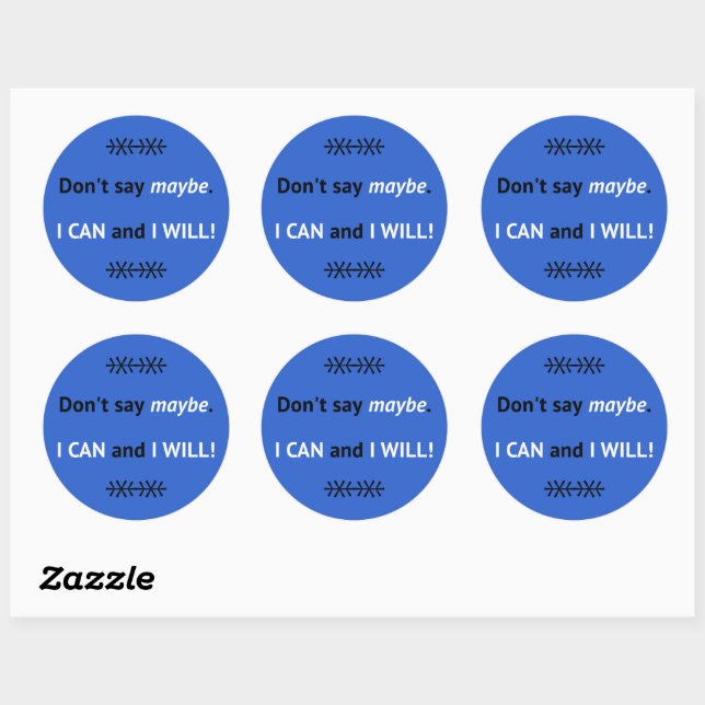 Sticker Rond Assertive Je PEUX citer bleu (Feuille)