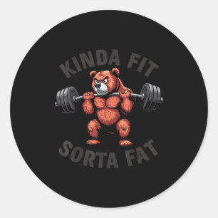 Sticker Rond Assez en forme plutôt gros drôle gym bouledogue ha