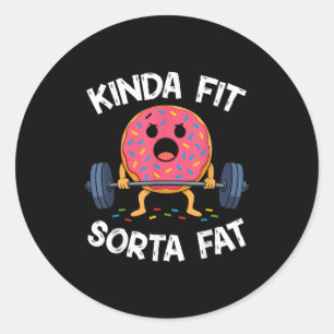 Sticker Rond Assez en forme un peu gros - Drôle de gym donut ha