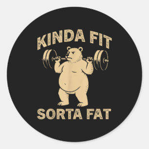 Sticker Rond Assez en Forme Un Peu Gros Drôle Gym Bouledogue Ha