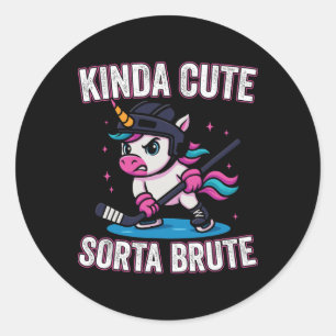 Sticker Rond Assez Mignon Tricheur de Hockey sur Glace Fille Li