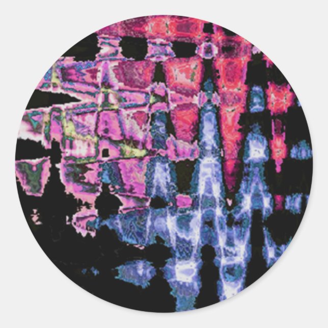 Sticker Rond Assez mignonne pourpre Cendres Gris et Noir Aquare (Devant)