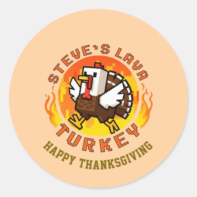 Sticker Rond Assiette de dinde de lave de Thanksgiving Steve (Devant)