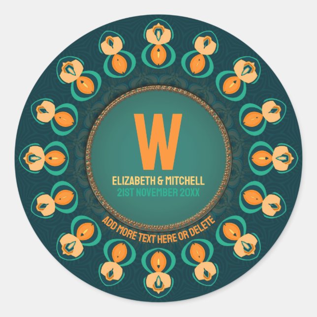 Sticker Rond Assiette de souvenir de monogramme de cercle d'hex (Devant)