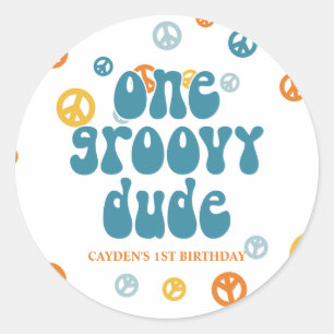 Sticker Rond Assiettes en papier rétro pour l'anniversaire de G