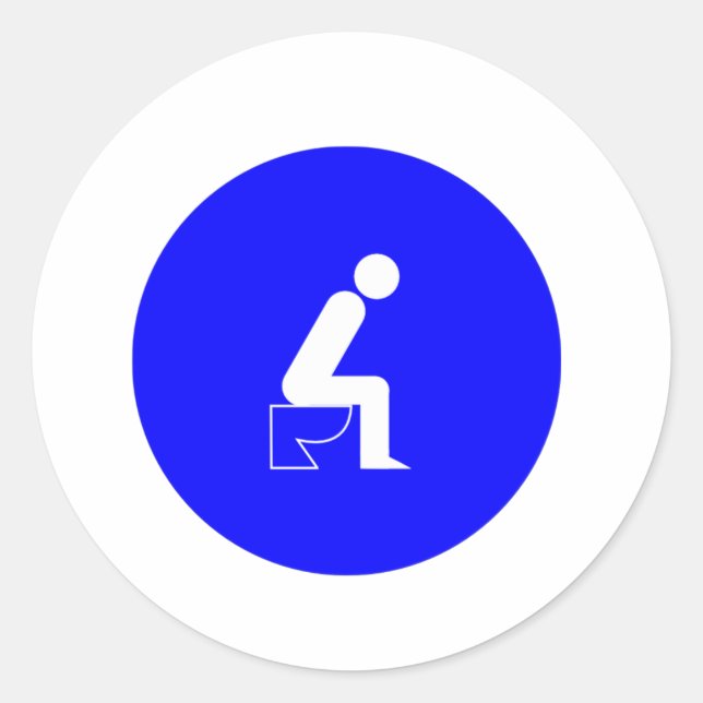 Sticker Rond Assis sur Toilette (Devant)