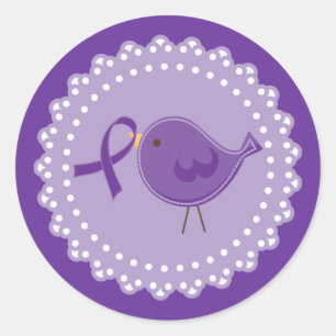 Sticker Rond Assistance à Alzheimer's Ribbon Bird