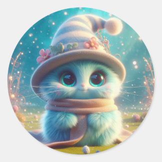 Sticker Rond Assistant Cat bleu